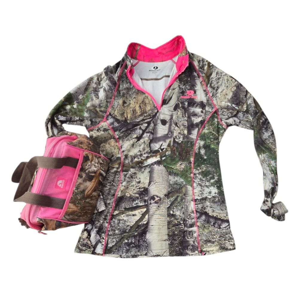 Mossy Oak Pink Camo Pullover + Igloo Lunch Bag Hunting Outdoor Set